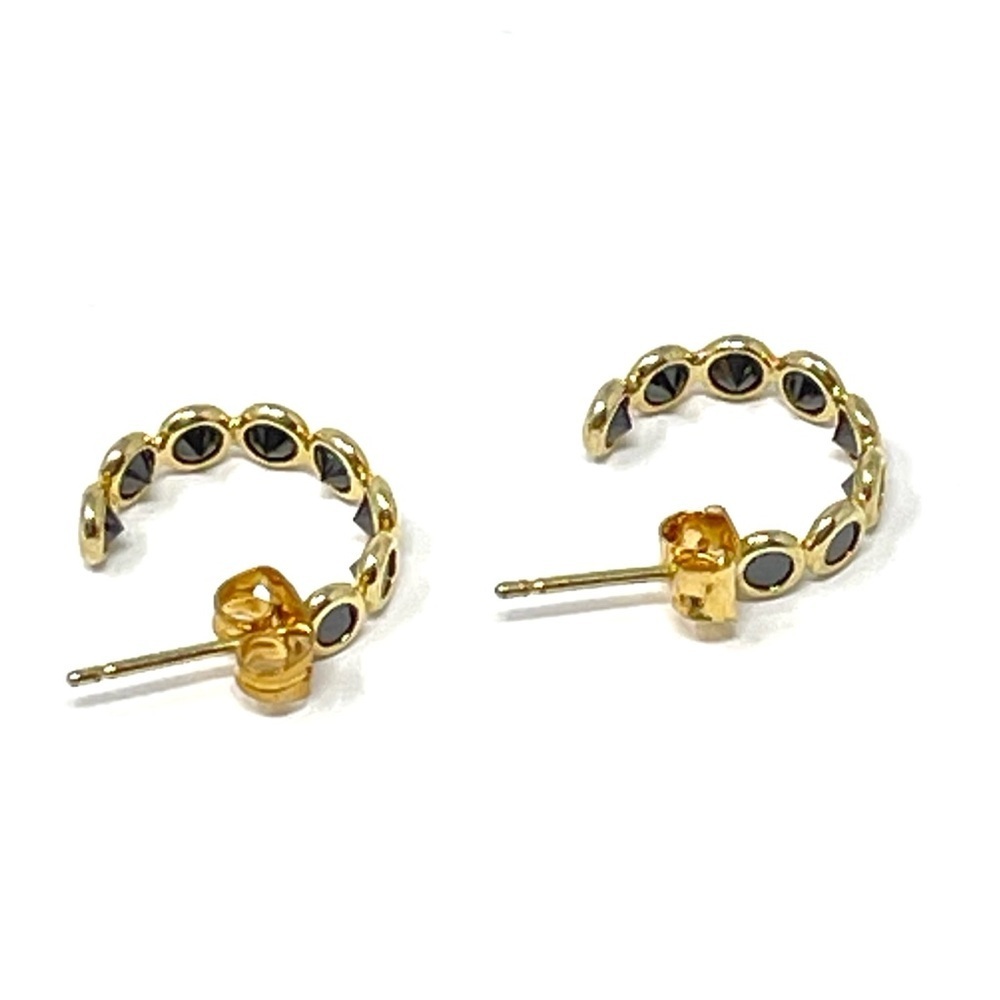 New Anthropologie Gold Huggie Hoop Earrings Black - Picture 3 of 4